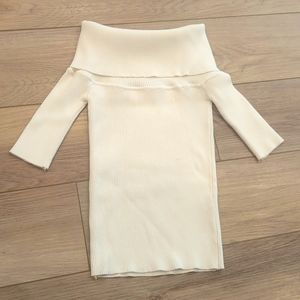 Japan purchased slim off shoulder silky white top